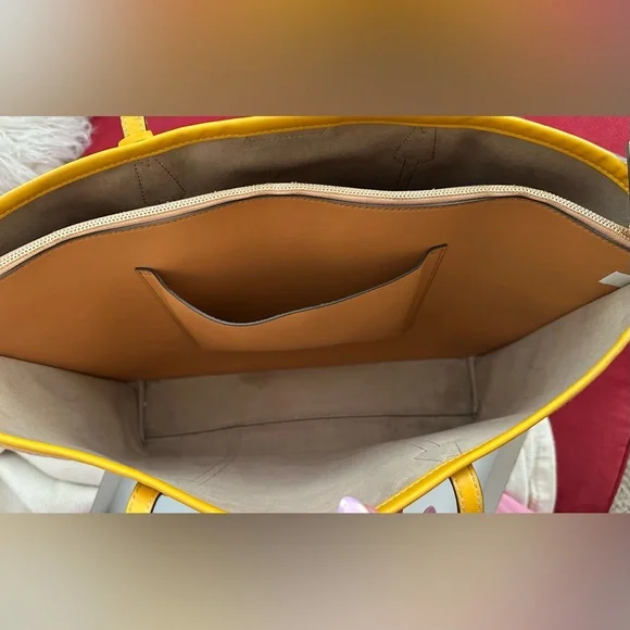 Tory Burch Perry Monogram Jacquard Triple-Compartment Tote in Goldfinch - Picture 4 of 9